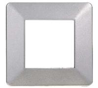 Ettroit Placca Compatibile Vimar Plana 2 Moduli Plastica Colore Argento Ev83206