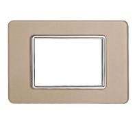 Ettroit Placca Compatibile Vimar Plana 3 Moduli Vetro Colore Oro Ev84311
