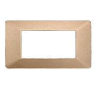 Ettroit Placca Compatibile Vimar Plana 4 Moduli Plastica Colore Oro Ev83411
