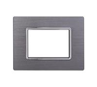 ETTROIT Placca In Alluminio Serie Space 3P Colore Silver Compatibile Con Bticino