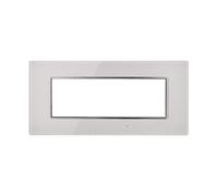 BTicino Axolute compatibile Placca serie Moon, 6 moduli, vetro, bianco