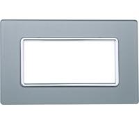 Placca vetro 4 posti colore silver serie Solar compatibile Matix MT84406