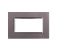ETTROIT Placca In Vetro Serie Space 4P Colore Silver Compatibile Con Bticino Liv