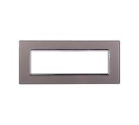 ETTROIT Placca In Vetro Serie Space 7P Colore Silver Compatibile Con Bticino Liv