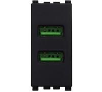 Ettroit Presa Usb Caricatore Usb 5v 2,1a 2 Porte Usb-A Colore Nero Compatibile Con Vimar Arke