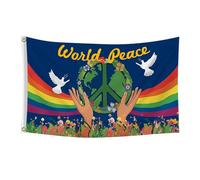 ETUCYNG Bandiera della pace mondiale, bandiera del giardino della pace - Banner di pace per il giardino,Bandiere double face simbolo di pace mondiale all'aperto, 3x5 piedi, durevoli, resistenti ai