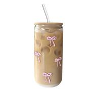 ETUCYNG Bicchieri Per Caffè In Con Coperchio E Cannuccia,Bicchiere Tumbler Da 500 Millilitri Con Fiocco,Per Il Tè | Per Ragazze Adolescenti Caffè Freddo Tè Matcha Bere Acqua Bar E Cucina Domestica