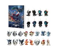 ETUCYNG Calendari Del Conto Alla Rovescia Per Natale,Calendari Con Figure Giocattolo Drago | Decorazione Acrilica 24 Giorni per Vacanze Tutta la Famiglia Scrivania Albero Parete