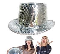 ETUCYNG Cappello da discoteca, cappello da discoteca di fascia alta - Disco Dress Up Hat | Unisex vestito festa specchio di pannolini glitter per adulti uomini donne danza notturna