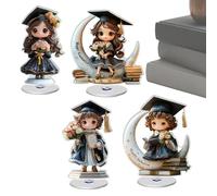 ETUCYNG Decorazioni per Laurea 2026, Addobbi Cerimonia | 4 Pezzi Statuette 2D Piatte Laureando,Statuetta per Laureati Girevole a 360 Gradi 2026 | per Uomini Donne Ragazze Ragazzi Festeggiamento