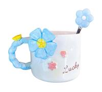 ETUCYNG primaverile, da caffè per fiori, 500 ml, in ceramica, con cucchiaio, decorazione per la casa e il giardino, per l'ora del tè, caffè break