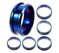 ETUELNOPT Anelli Grezzi, Anelli Vuoti 24 Pezzi for Dita scanalati in Acciaio Inossidabile for la creazione di Gioielli Multicolori(Blue)