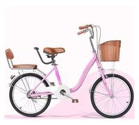 ETUELNOPT Bicicletta da città pieghevole, Schienale del sedile posteriore for bici da città con gradino basso pieghevole for adulti, doppi freni, multicolore, 20-24 pollici(Pink,22inch)