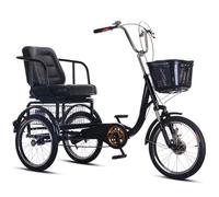 ETUELNOPT Bicicletta da città pieghevole, Triciclo pieghevole for adulti a 3 ruote con forcella idraulica e freno a olio, multicolore, 16-18 pollici(Black,16inch)