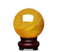 ETUELNOPT Decorazioni con Perline di Vetro, Sfera di Cristallo for Feng Shui, divinazione e Decorazione in Giallo Bianco, Dimensioni 16 cm 20(White Yellow,20cm)