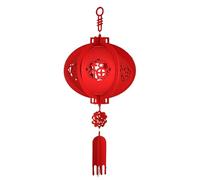 ETUELNOPT Lanterna Tradizionale Ovale in Seta, Ciondolo Lanterna Pendente in Tessuto Non con Carattere Cinese Rosso Fu, Decorazione for la casa di Capodanno