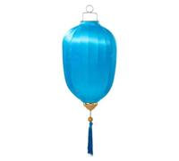 ETUELNOPT Lanterna Tradizionale Ovale in Seta, Lanterna Cinese Giapponese in Seta con Nappa Ovale a Forma di Melone Multicolore 14-20 Pollici(Light Blue,18 inch)