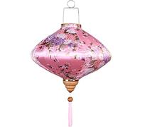 ETUELNOPT Lanterna Tradizionale Ovale in Seta, Lanterna di Seta Asiatica Decorazione da Appendere con Nappa Floreale 12-14 Pollici for la Festa del Festival Nozze