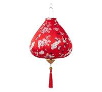 ETUELNOPT Lanterna Tradizionale Ovale in Seta, Lanterna Ovale appesa Floreale Orientale in Seta Cinese con Nappa Multicolore 12-16 Pollici(Red,12 inch)