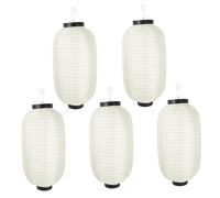 ETUELNOPT Lanterna Tradizionale Ovale in Seta, Lanterne sospese Impermeabili in Seta for Matrimoni, Compleanni, Festival, Beige, 24x45 cm, 5 Pezzi