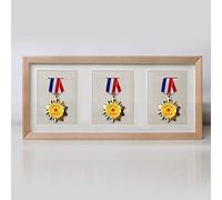 ETUELNOPT Scatola di stoccaggio della medaglia per i, Cornice for portaoggetti for espositore for medaglie in Legno massello for Sportive di Dimensioni Multiple(3 Medals,50 * 23cm)