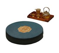 ETUELNOPT Set cuscino e tappetino da meditazione, Cuscino rotondo da meditazione Tatami in cotone e lino for yoga, pavimento zen, finestra, multicolore, 40-50 cm(Blue,40cm)