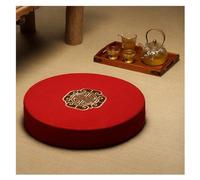 ETUELNOPT Set cuscino e tappetino da meditazione, Cuscino rotondo da meditazione Tatami in cotone e lino for yoga, pavimento zen, finestra, multicolore, 40-50 cm(Red,40cm)