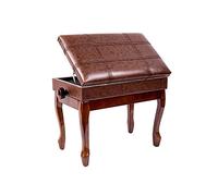 ETUELNOPT Sgabelli per pianoforte, Sgabello for pianoforte con altezza regolabile, sedile in pelle, scatola portaoggetti, mogano, teak, 55x34x47-57 cm(Teak)