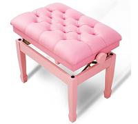 ETUELNOPT Sgabelli per pianoforte, Sgabello for pianoforte regolabile in ecopelle e legno massello multicolore(Pink)