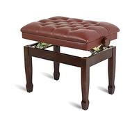 ETUELNOPT Sgabelli per pianoforte, Sgabello for pianoforte regolabile in ecopelle e legno massello multicolore(Brown)