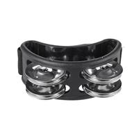 ETUELNOPT Tamburo a Doppia Fila, Tamburello da Piede Multicolore 2 Pezzi con jingles e Cinturino Elastico for percussioni(Black)