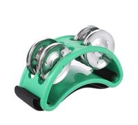 ETUELNOPT Tamburo a Doppia Fila, Tamburello da Piede Multicolore 2 Pezzi con jingles e Cinturino Elastico for percussioni(Green)