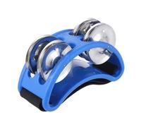 ETUELNOPT Tamburo a Doppia Fila, Tamburello da Piede Multicolore 2 Pezzi con jingles e Cinturino Elastico for percussioni(Blue)