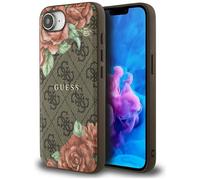 Etui Guess 4G Flowers Print MagSafe für iPhone 16e, braun