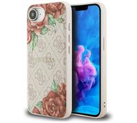 Etui Guess 4G Flowers Print MagSafe für iPhone 16e, rosa