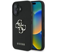 Etui Guess Grained Big 4G Logo Small Classic Logo für iPhone 16, schwarz