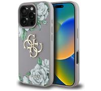 Etui Guess Grained Roses Big 4G logo für iPhone 16 Pro lila