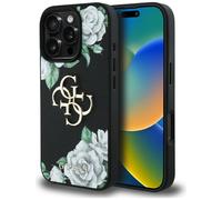 Etui Guess Grained Roses Big 4G logo für iPhone 16 Pro, schwarz