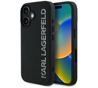 Etui Karl Lagerfeld HC 3D Rubber Elongated Glitter für iPhone 16, schwarz