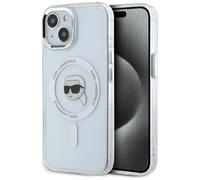 Etui Karl Lagerfeld IML Metal Karl Head MagSafe für iPhone 15 Plus, weiß