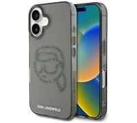Etui Karl Lagerfeld IML Rhinestones Karl Head für iPhone 16, schwarz