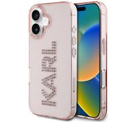 Etui Karl Lagerfeld IML Rhinestones Logo für iPhone 16, rosa