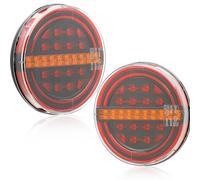 ETUKER 2x Fanali Posteriori Rimorchio Rotondo LED 12/24v 4Funzioni Rimorchio Fari Posteriori Impermeabile CE R10