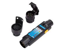ETUKER Rimorchio Tester 7 Poli, 12V Tester Luci Rimorchio 7 Poli Connettore Di Presa E Spina Strumenti Di Diagnostica Circuito Di Cablaggio, Per Rimorchio/RV/Barca/Tester Luci(Tester+Adattatore 7 13)