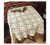 ETULLE Tovaglia Fatta a Mano Corchet Tovaglietta Tovaglietta in Pizzo Tovaglietta Tovaglia all'Uncinetto Quadrata Molti (Color : Beige, Size : 70X70CM)