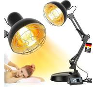 Etyceun Lampada Infrarossi 150W, Terapia Luce Gialla per Sollievo del Dolore Muscolare con 10 Livelli di Regolazione della Temperatura e Timer