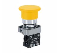 Etyldya Push Button Switch Pulsante a Pressione 22 Mm Interruttore Momenta neo Ritorno Automatico Corpo Metallo Plastica IP65 Durata Elettrica Prolungata, Yellow, 1NO Bc51