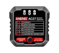 Etyldya Socket Tester Display Digitale Verifica Prese Elettriche Strumento Multimetro Controllo Polarità Protezione Circuito Materiale Plastica Adatto per Cas, Nero