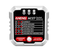 Etyldya Socket Tester Display Digitale Verifica Prese Elettriche Strumento Multimetro Controllo Polarità Protezione Circuito Materiale Plastica Adatto per Cas, Bianco