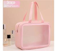 ETZRYSYB Borsa per trucco Borsa cosmetica in PVC trasparente Borsa per il lavaggio di grande capacità Articoli da toeletta impermeabili Organizzare le donne Make Up Borse Borsa Portatile, Rosa 1